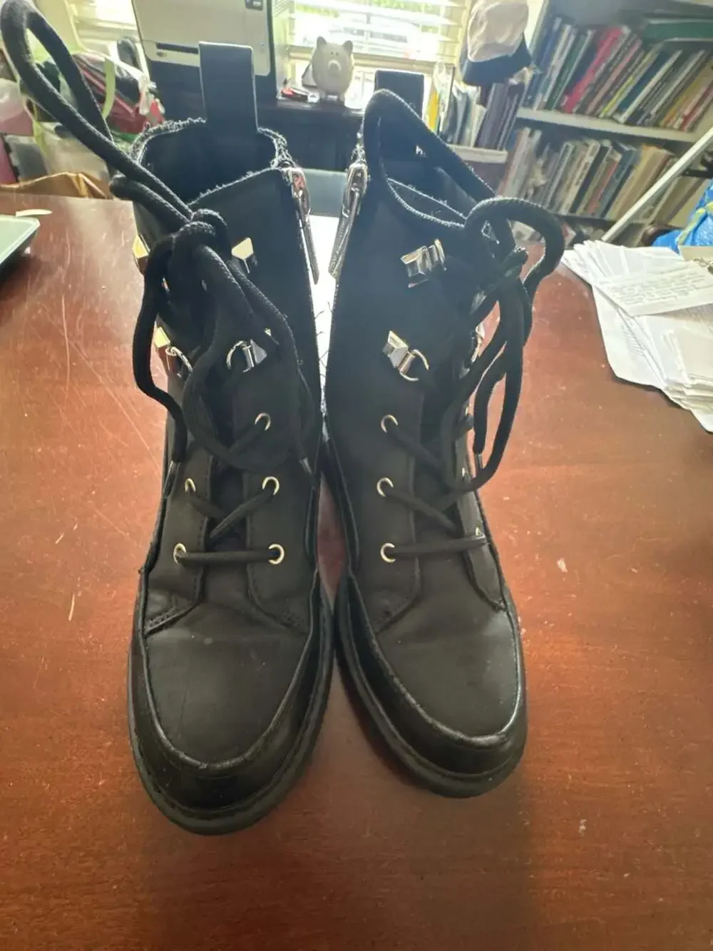 Marc Fisher Jade Emma Faux Leather Lace-Up Combat Hiker Boots - Kids Size 1